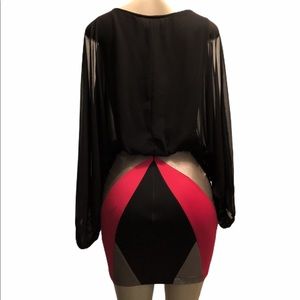 DO & BE BLACK MULTI BLOCK MINI DRESS.